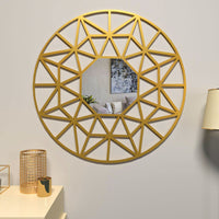 Beautiful Decorative Wooden Mirror with Golden Finish Frame
