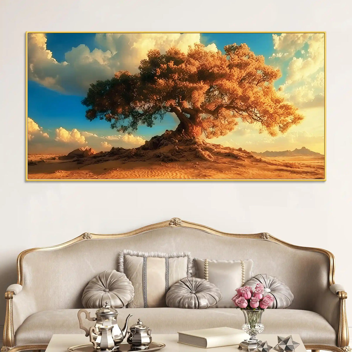 Beautiful Desert Serenity Tree Abstract Canvas Wall Painting
