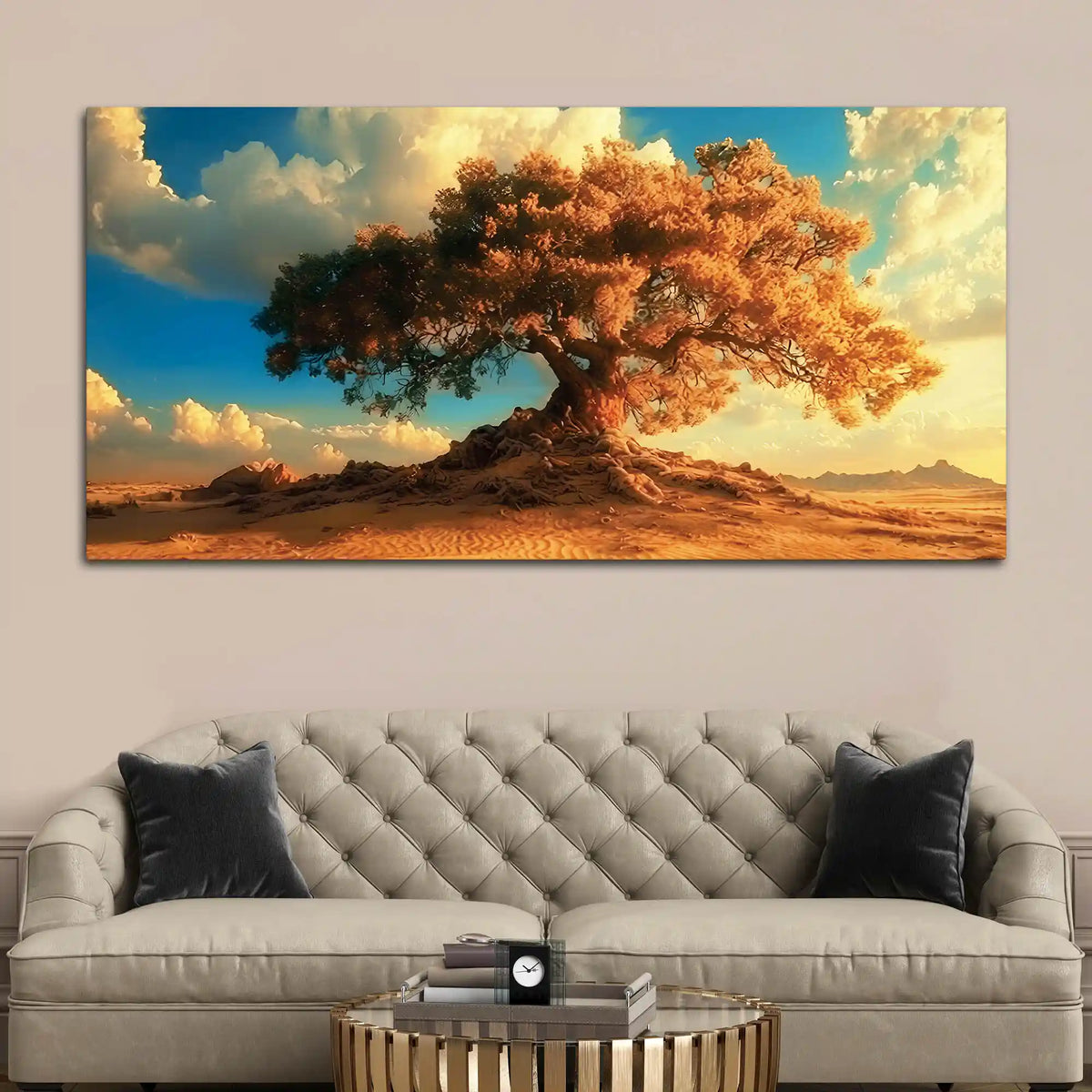 Beautiful Desert Serenity Tree Abstract Canvas Wall Painting