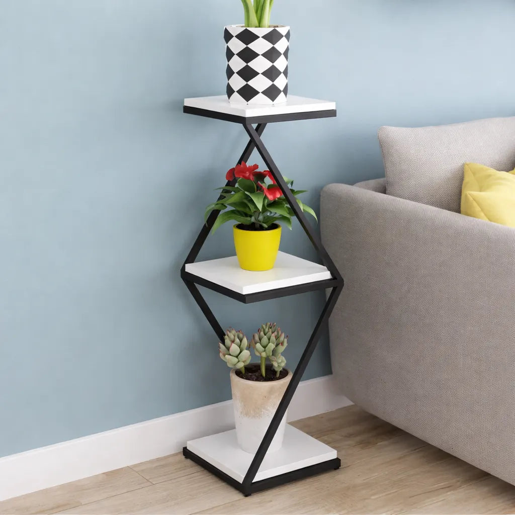 Beautiful Designer White Marble Side Table with Storage Shelf