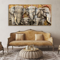 Beautiful Elephant Native Thai style Molding art wall Painting