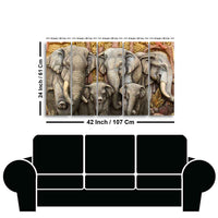 Beautiful Elephants Premium Wall Painting Set of Five