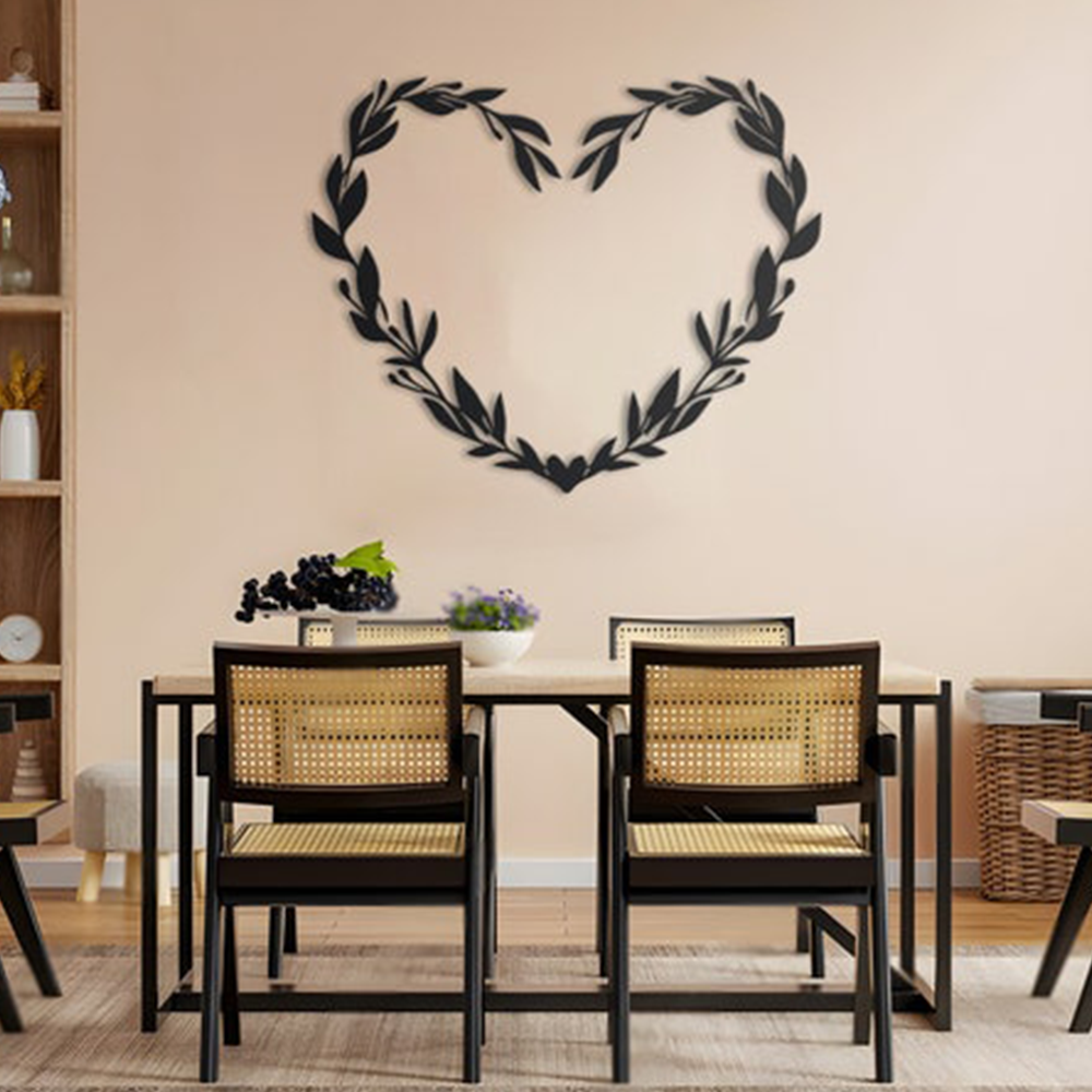 Beautiful Floral Heart Design Wall Metal Art Decor