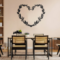 Beautiful Floral Heart Design Wall Metal Art Decor
