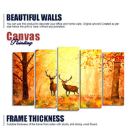 Beautiful Forest Deer Canvas Wall Painting Set of Five