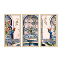 Beautiful Jardin Traditional Mughal Art Wooden Wall Frame Set of Three