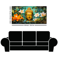 Beautiful Lord Buddha Painting with Lotus Floral Design