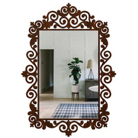 Beautiful Motif Style Mirror with Walnut Finish