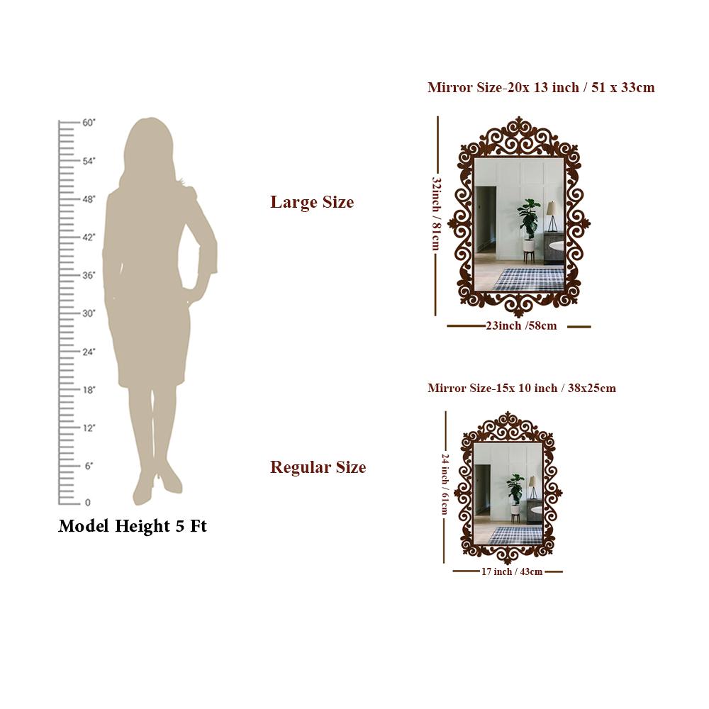 Beautiful Motif Style Mirror with Walnut Finish
