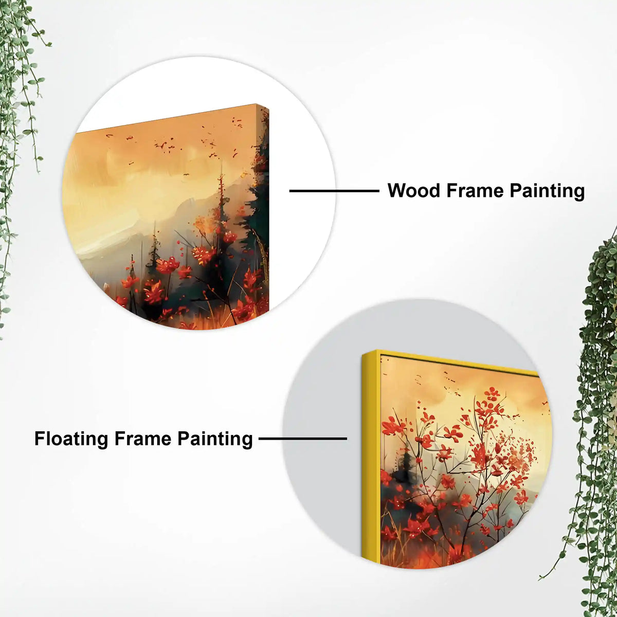 Beautiful Mountain Sunset and Wildflowers Abstract Canvas Wall Painting