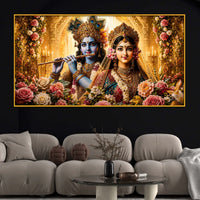 Beautiful Radha Krishna Floating Frame Crystal Wall Painting