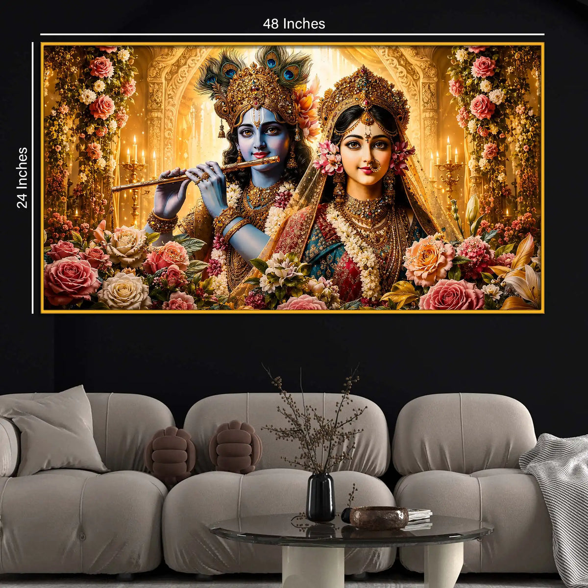 Beautiful Radha Krishna Floating Frame Crystal Wall Painting