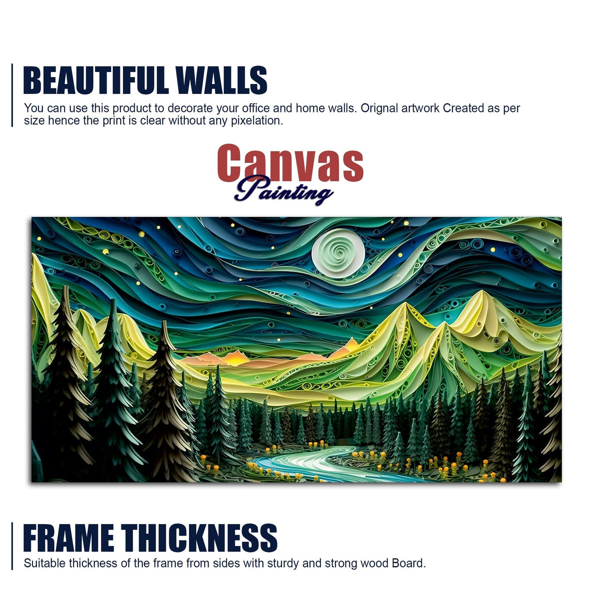 Beautiful River Surrounded by Mountains Canvas Wall Painting