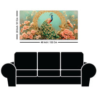 Beautiful Royal Blue Peacock in Pink Blossom Garden Canvas Wall Painting