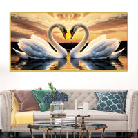 Beautiful Swan Pair Wall Painting for Home & Bedroom Décor