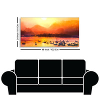 Beautiful Swans in Lake at Sunset Wall Painting
