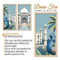 Beautiful View of Taj Mahal Classic Art Wooden Wall Frame Set of Three