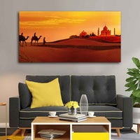 Beautiful Wall Painting of Camel Caravan Heading to Taj Mahal