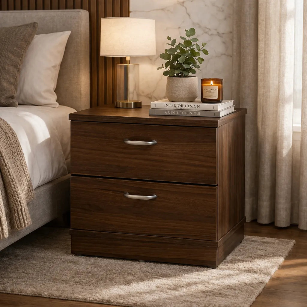 Bedroom Side Table with 2 Drawers