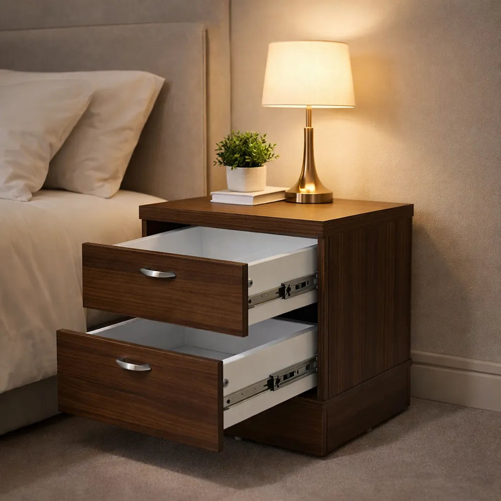 Bedroom Side Table with 2 Drawers