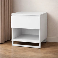 Bedside Table with Drawer and Shelf Storage