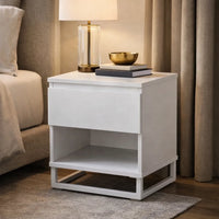 Bedside Table with Drawer and Shelf Storage