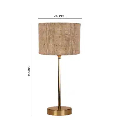 Beige Textured Cotton Metal Golden Finish Table Lamp