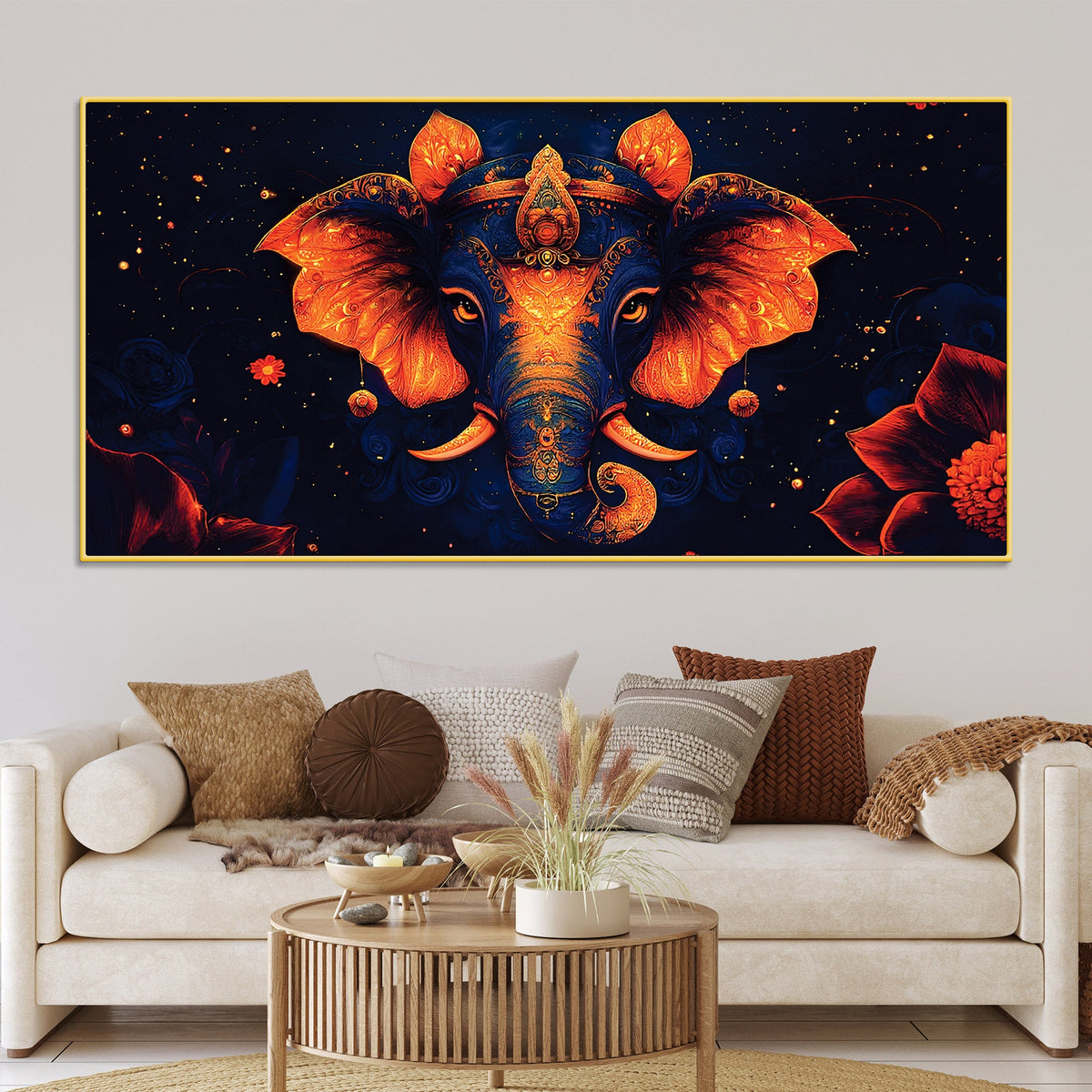 Beloved Lord Ganesha Luxury Canvas Wall Painting for Home & Office Spaces – Modern Religious Wall Art
