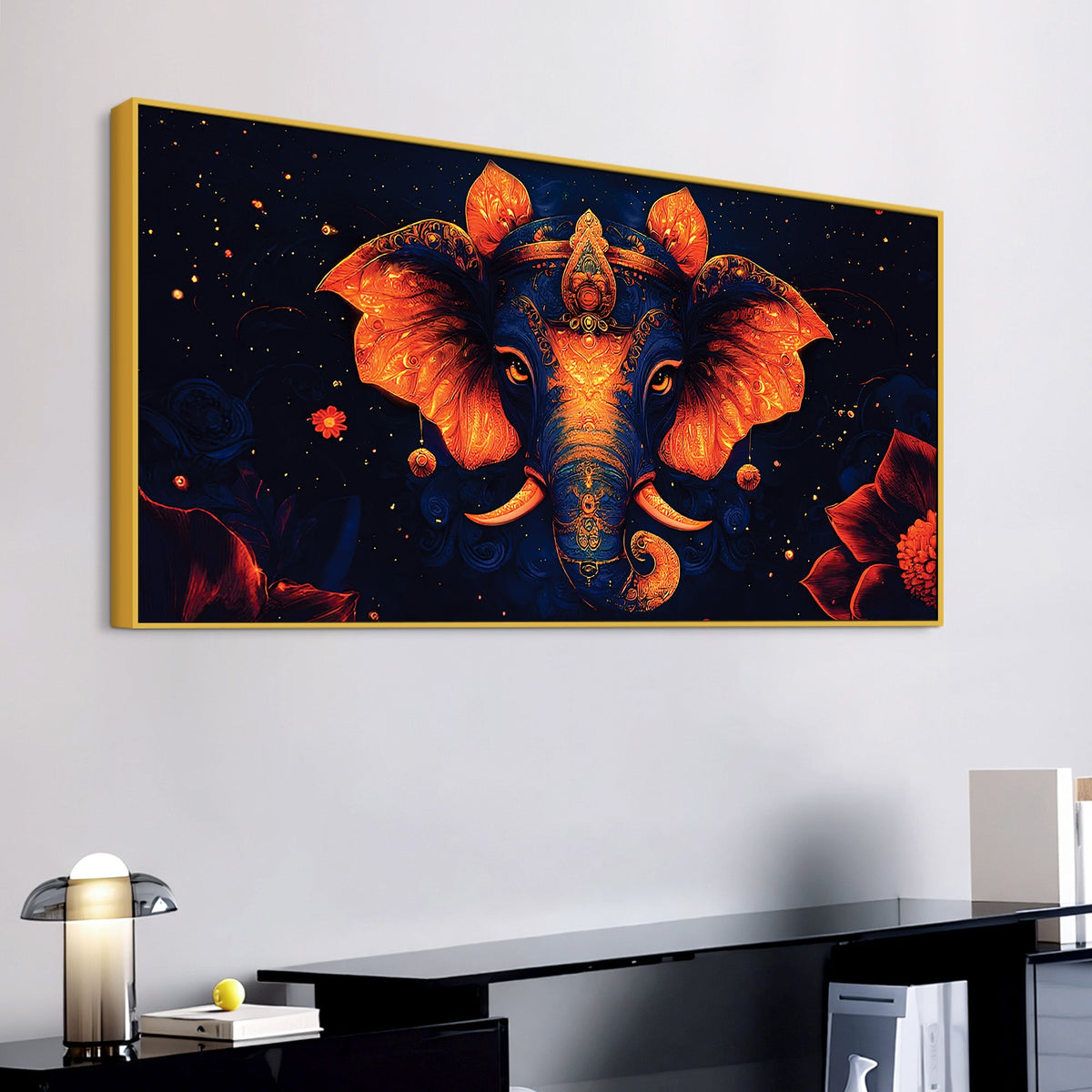 Beloved Lord Ganesha Luxury Canvas Wall Painting for Home & Office Spaces – Modern Religious Wall Art