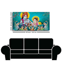 Big Panoramic Radha Krishna Canvas Wall Painting