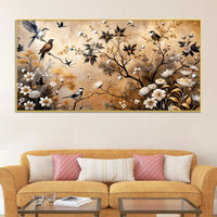 Birds and Floral Abstract Canvas Painting