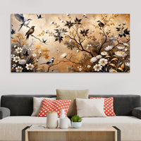 Birds and Floral Abstract Canvas Painting