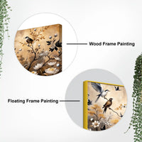 Birds and Floral Abstract Canvas Painting