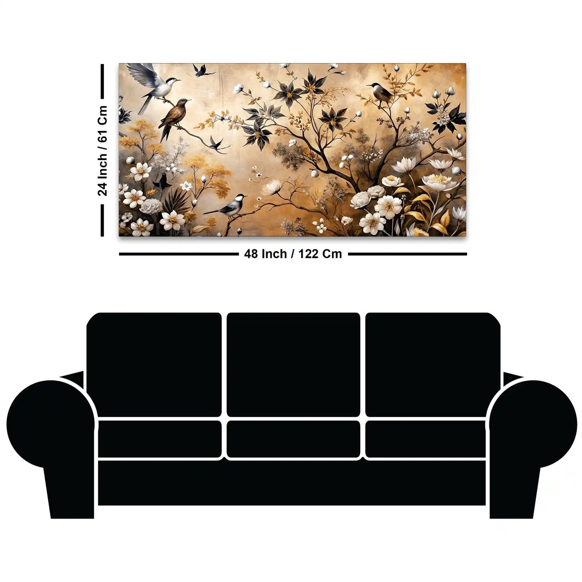 Birds and Floral Abstract Canvas Painting