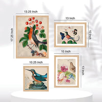 Birds & Floral Wall Frame Set of Four