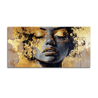 Black Gold Woman Face Abstract Wall Painting for Luxury Homes