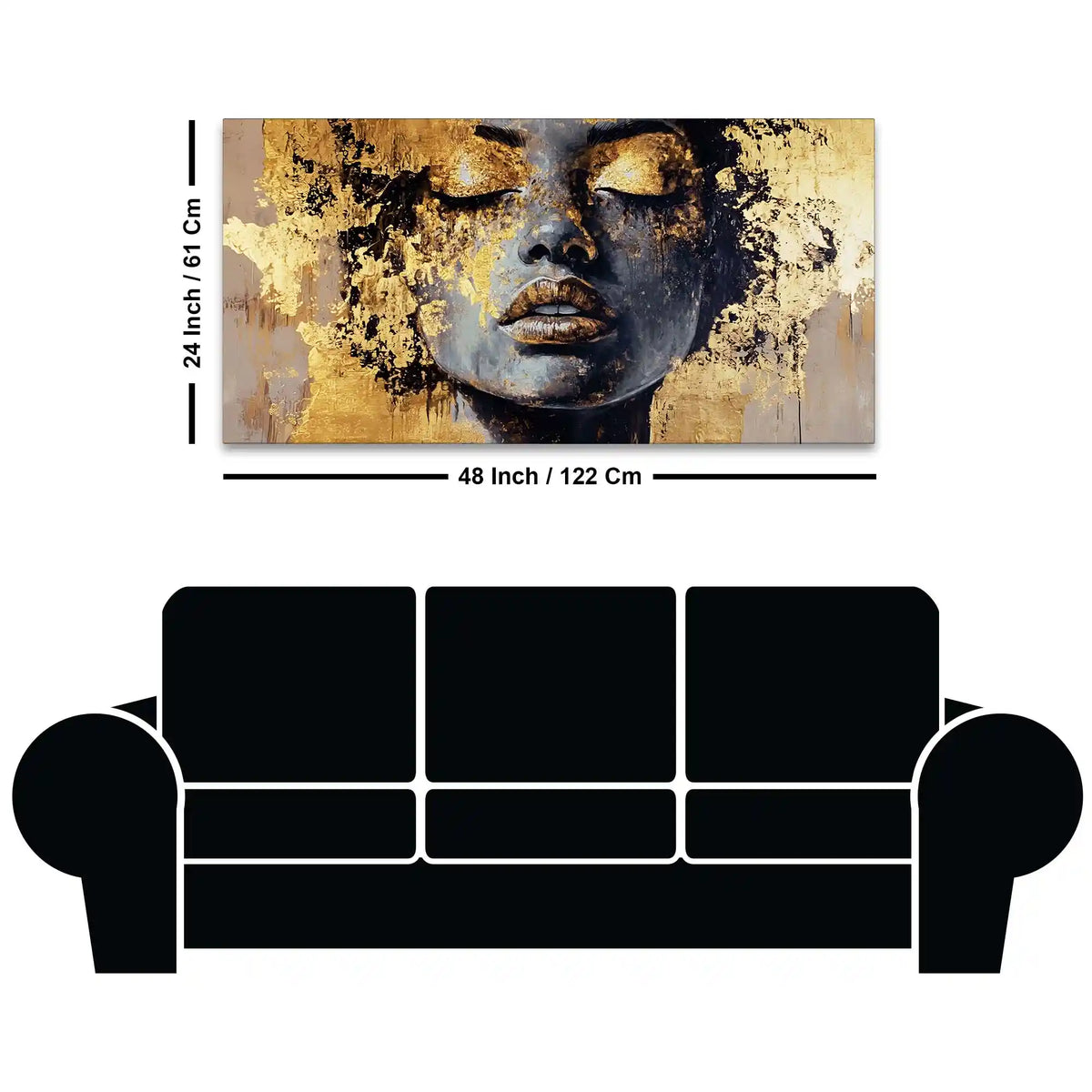 Black Gold Woman Face Abstract Wall Painting for Luxury Homes