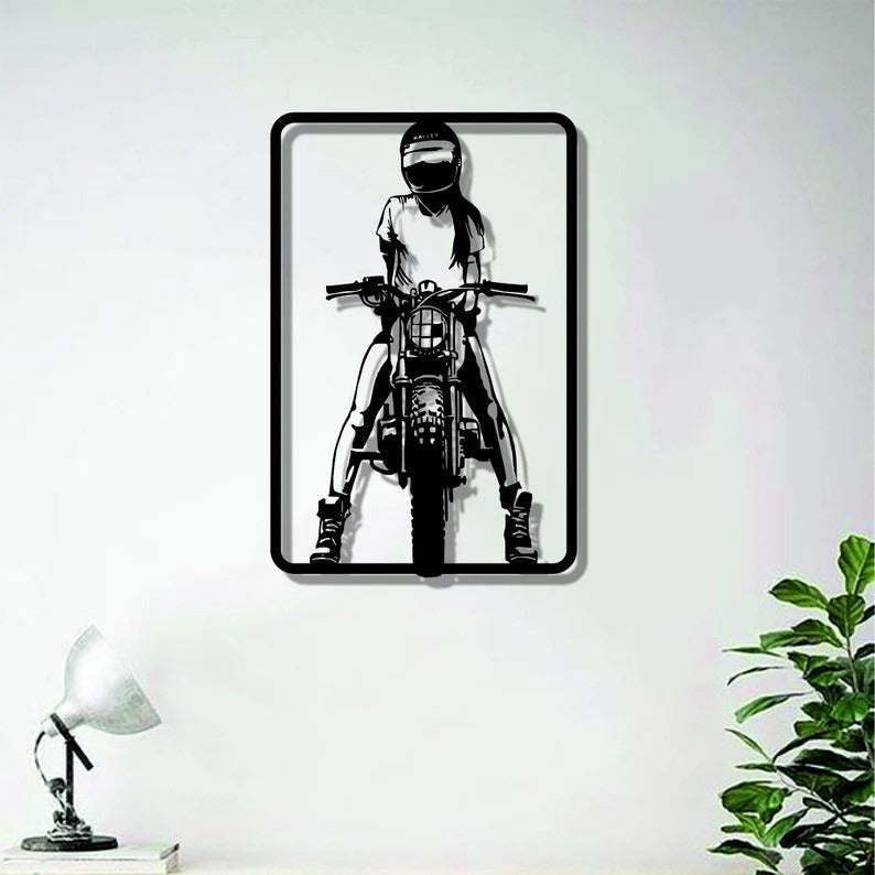 Black Rider Bike Metal Wall Art for Living Room Wall Decor