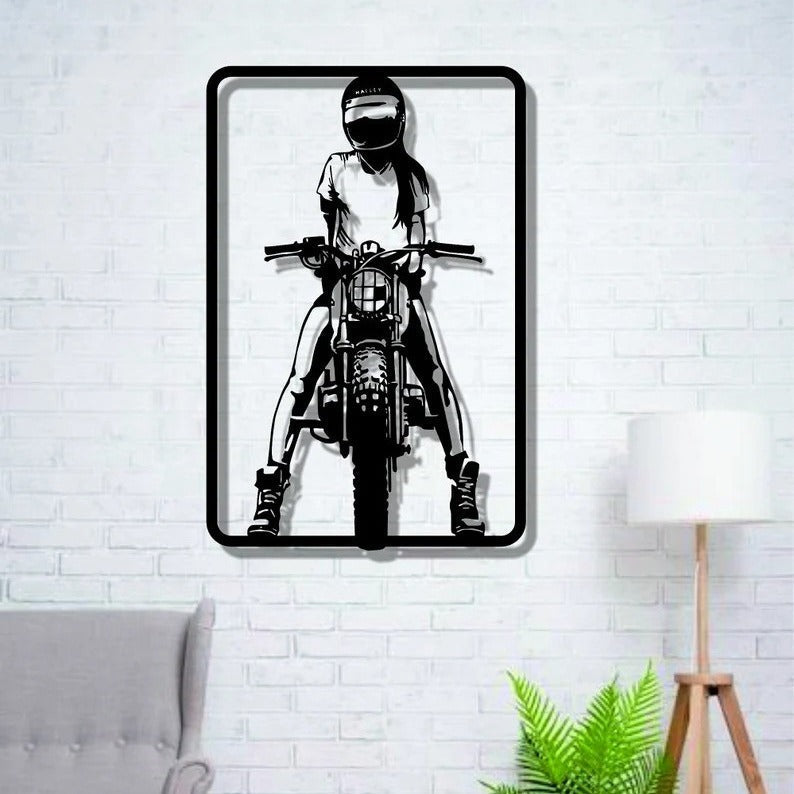 Black Rider Bike Metal Wall Art for Living Room Wall Decor