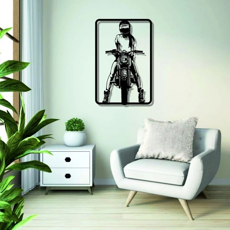 Black Rider Bike Metal Wall Art for Living Room Wall Decor