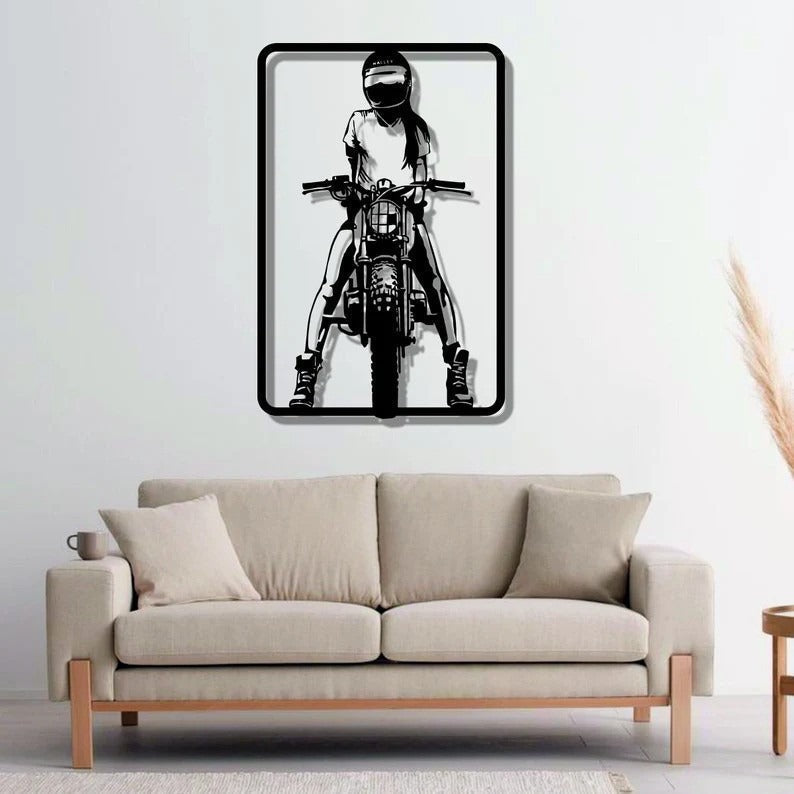 Black Rider Bike Metal Wall Art for Living Room Wall Decor