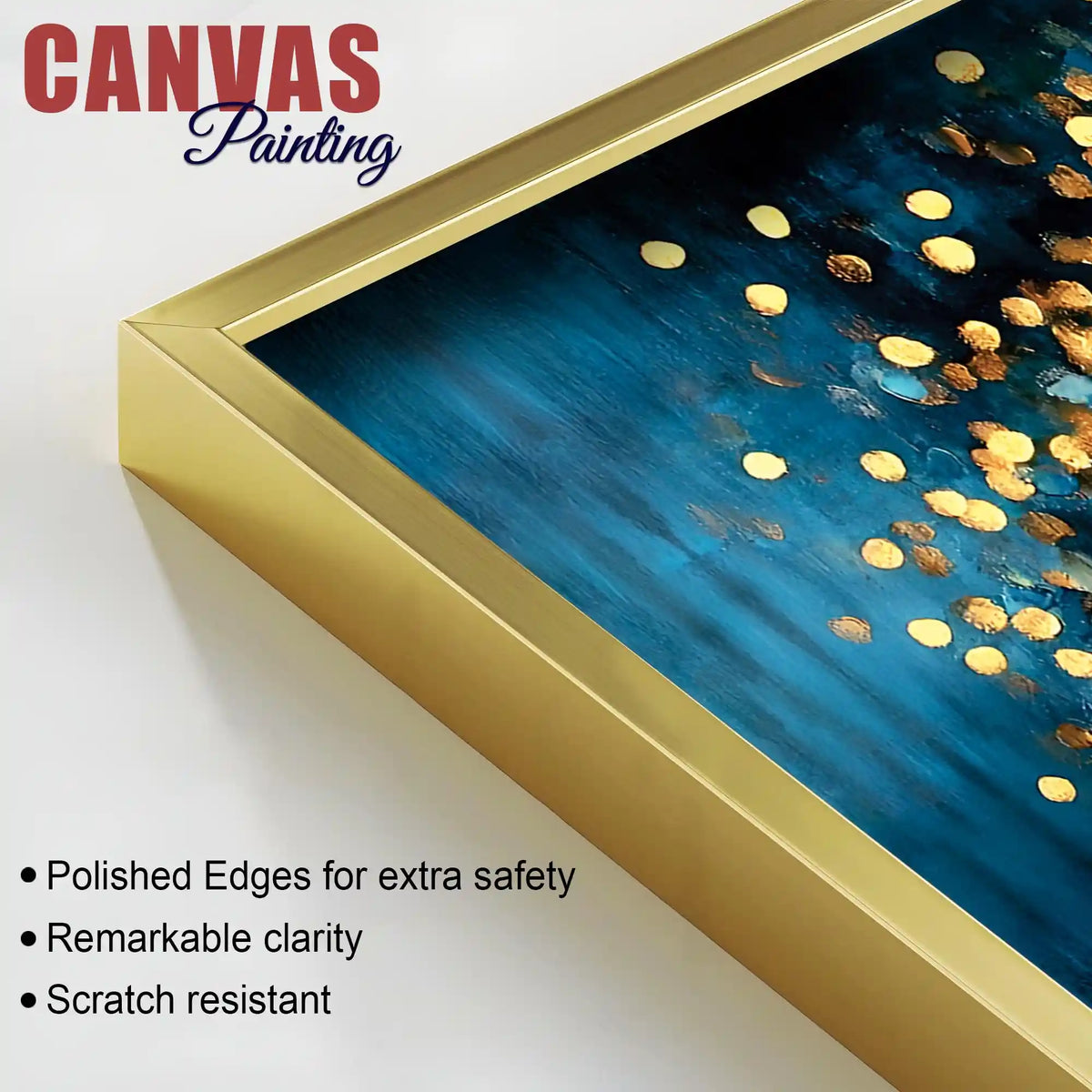 Blue Artistic Background Golden Tree Canvas Painting for Wall Decor