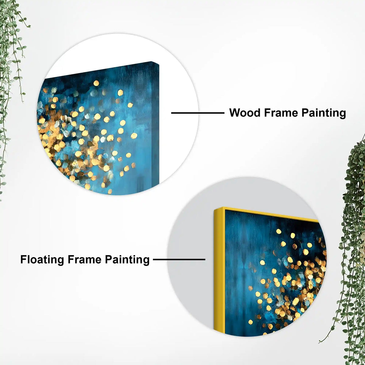 Blue Artistic Background Golden Tree Canvas Painting for Wall Decor