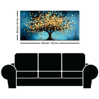 Blue Artistic Background Golden Tree Canvas Painting for Wall Decor