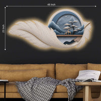 Blue Feather Mountain Deer Premium Crystal Glass Backlit LED Wall Art