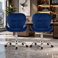 Blue Velvet Accent Chair with Diamond Stitching