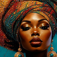 Bold African Woman Floating Frame Crystal Wall Painting