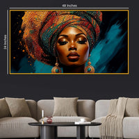 Bold African Woman Floating Frame Crystal Wall Painting