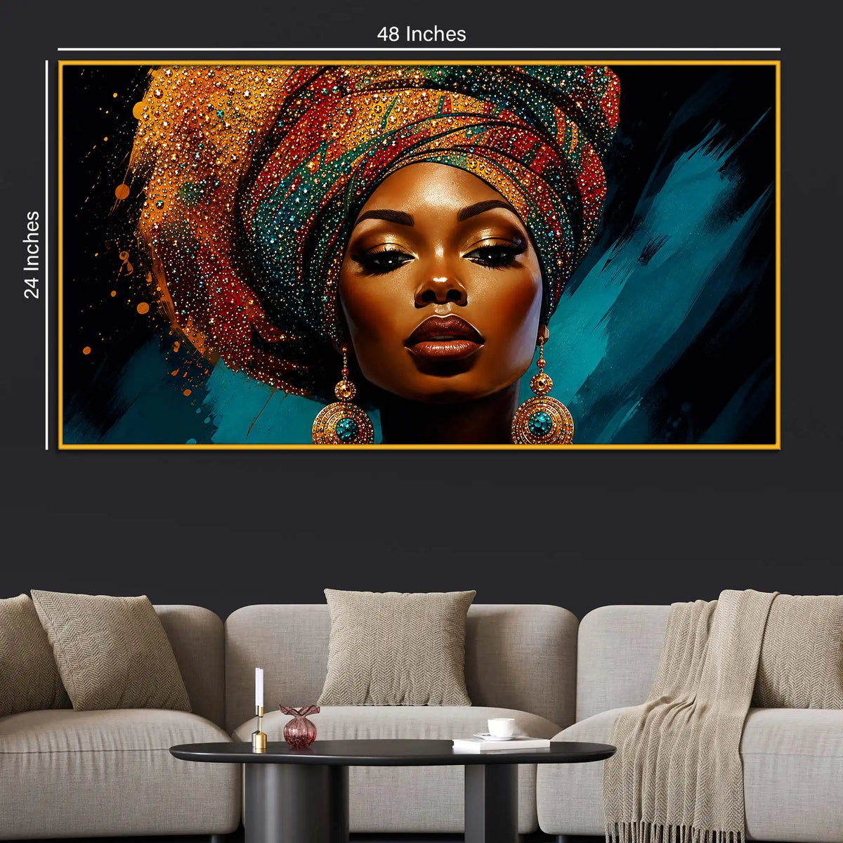 Bold African Woman Floating Frame Crystal Wall Painting