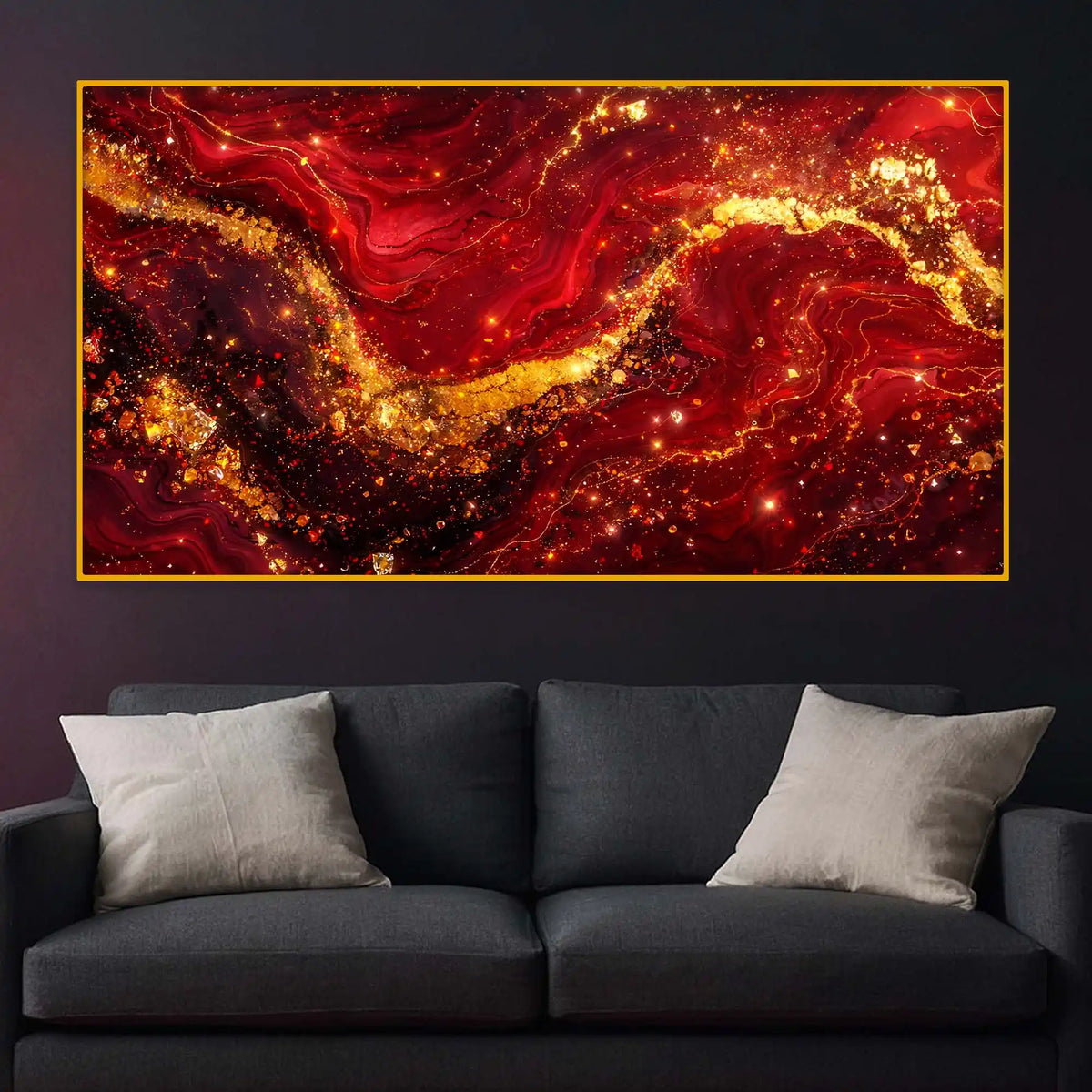 Bold Luxury Wave Crystal Glass Wall Painting for Living Room